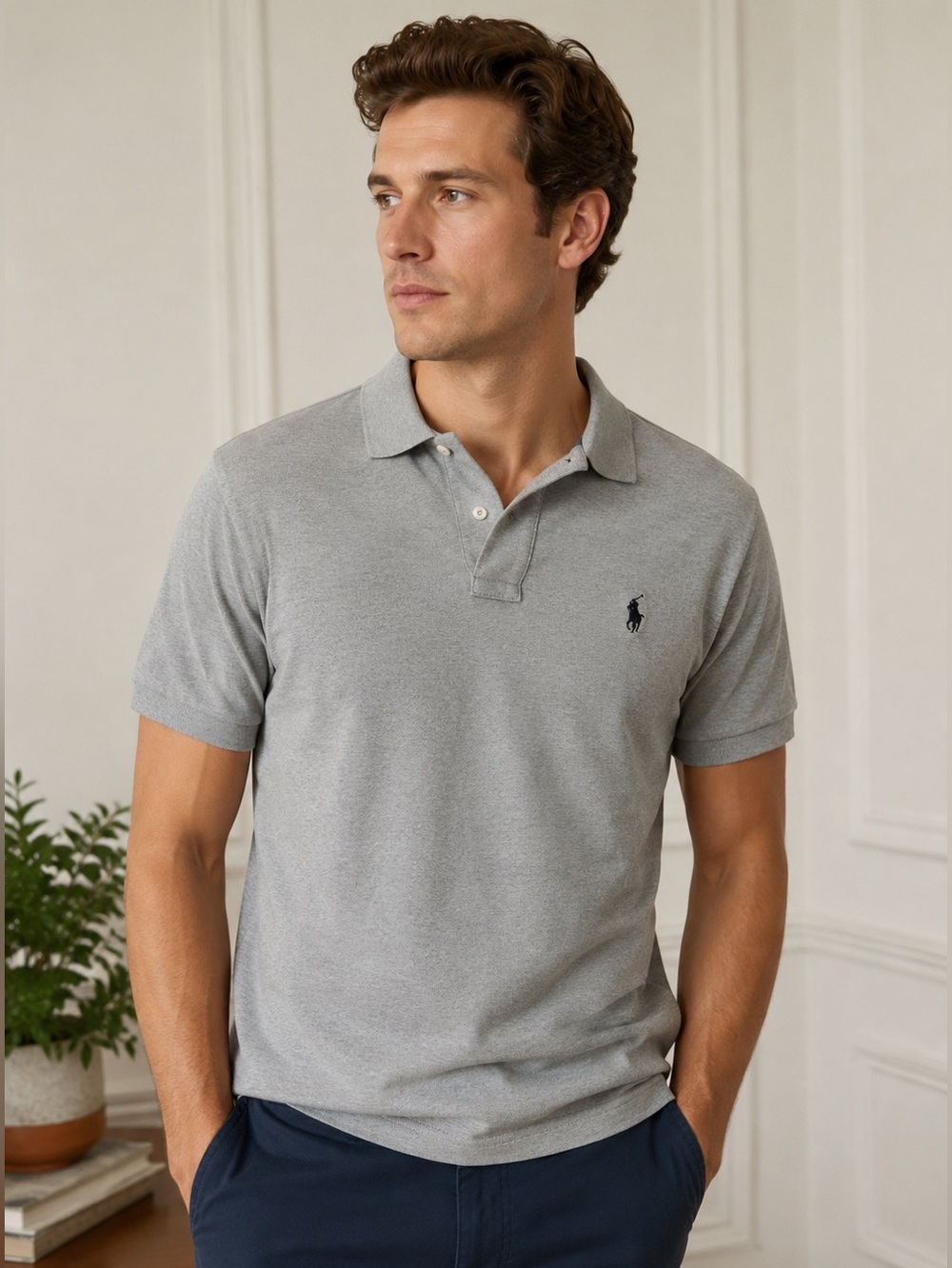 Polo Ralph Lauren Gray Cotton Polo Shirt Men’s M Classic Preppy Casual